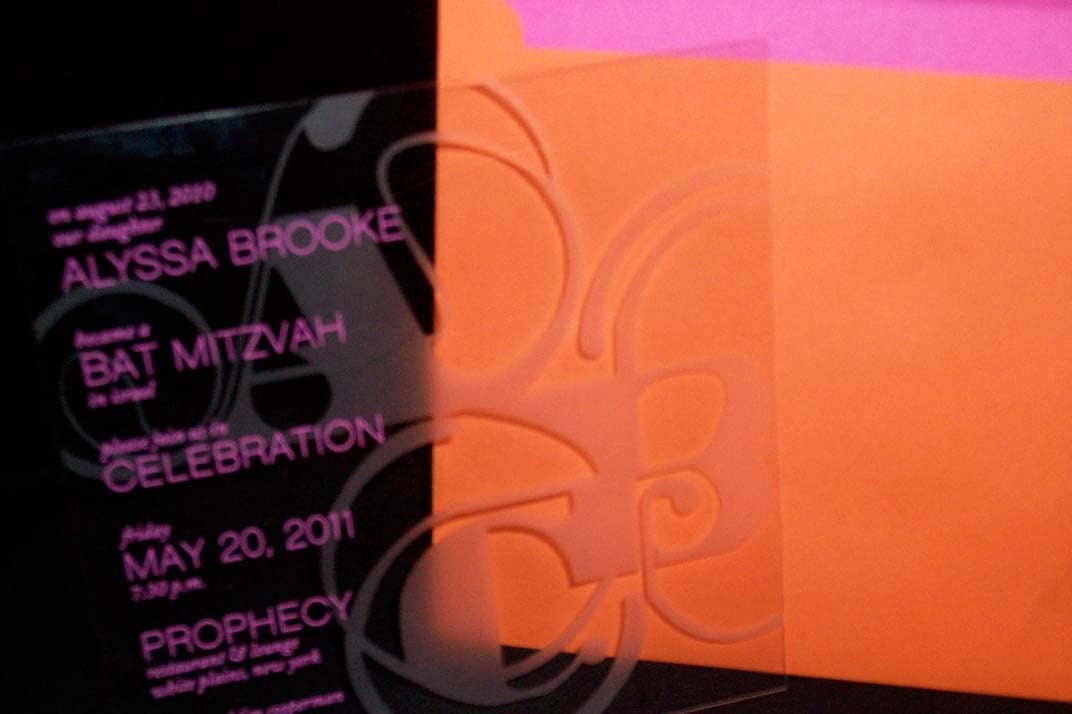 bat mitzvah invitation neon