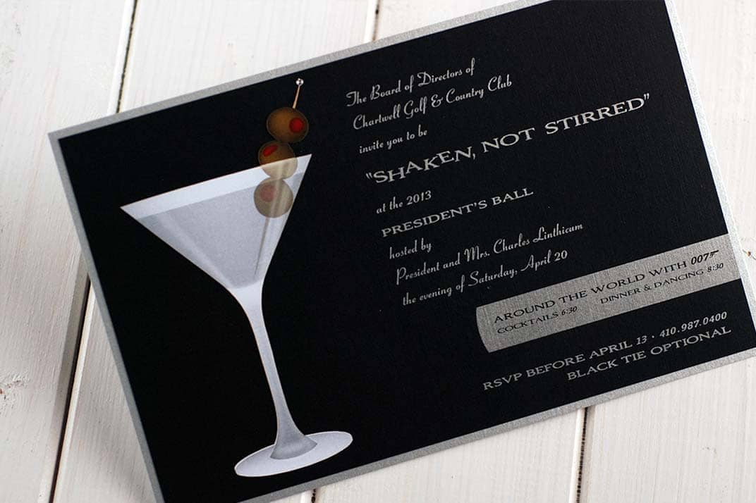 office party invitation silver